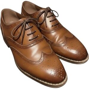 Stacy‎ Adams Oxford Wingtip Shoes Men Sz 6 Brown Leather Formal Preppy Workwear